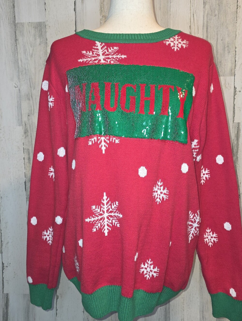 To Be Jolly XL Reversible Sequin Naughty Nice Christmas Ugly Sweater Flip Sequin